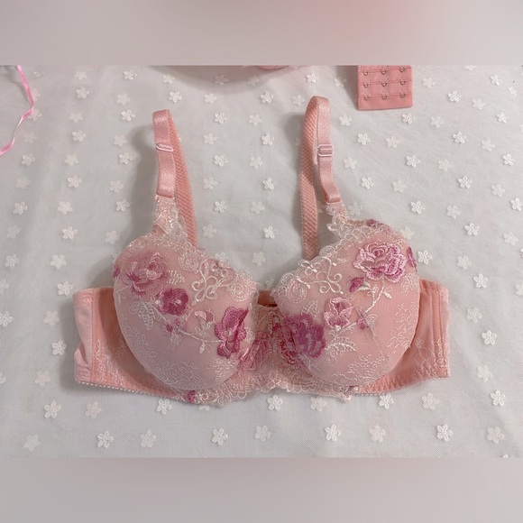 Clearance! Japanese Triumph pink rose embroidered bra JP-C75/US-34B - Picture 3 of 9